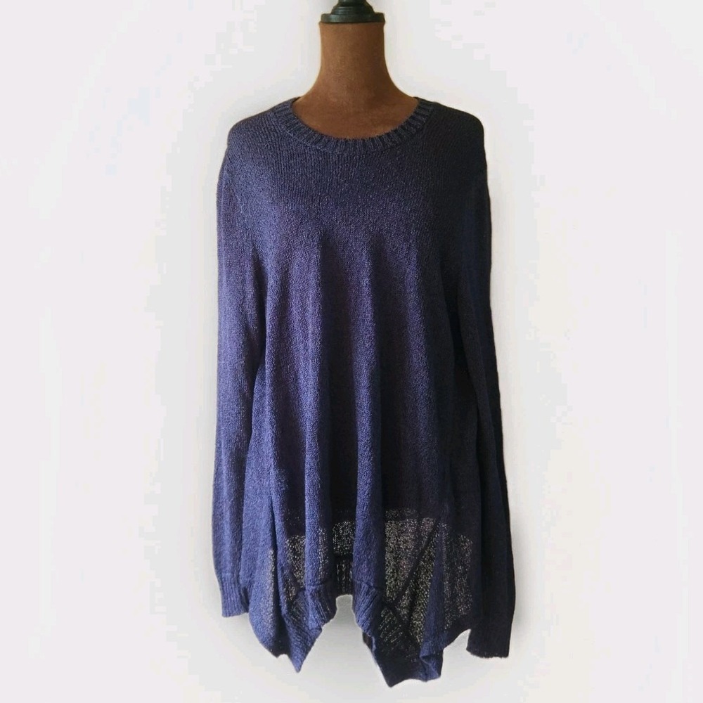 Ball Of‎ Cotton Sweater Size S Women's Navy Blue Relaxed Statement Tie Back